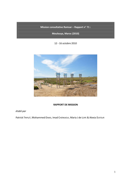 Mission Consultative Ramsar – Rapport N° 71 : Moulouya, Maroc