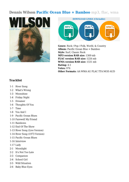 Dennis Wilson Pacific Ocean Blue + Bamboo Mp3, Flac, Wma