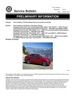 Service Bulletin PRELIMINARY INFORMATION