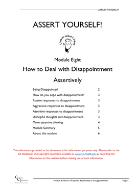 Module 8: How to Deal with Disappointment Assertively