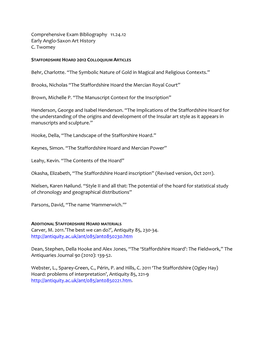 Comprehensive Exam Bibliography 11.24.12 Early Anglo-Saxon Art