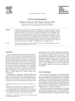 Cervical Laminoplasty Michael P