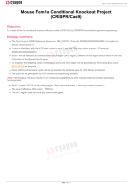 Mouse Fem1a Conditional Knockout Project (CRISPR/Cas9)