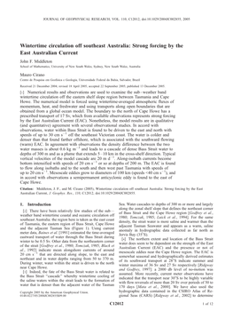 Wintertime Circulation Off Southeast Australia: Strong Forcing by the East Australian Current John F