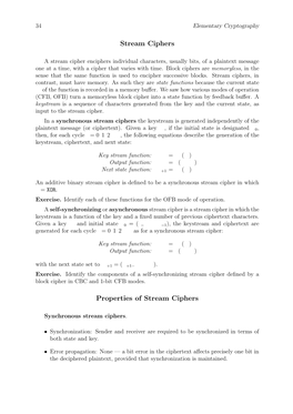 Stream Ciphers Properties of Stream Ciphers