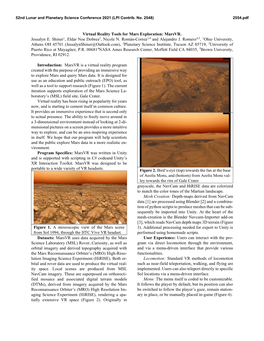 Virtual Reality Tools for Mars Exploration: Marsvr. Jessalyn E