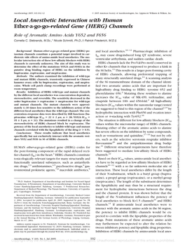 HERG) Channels Role of Aromatic Amino Acids Y652 and F656 Cornelia C