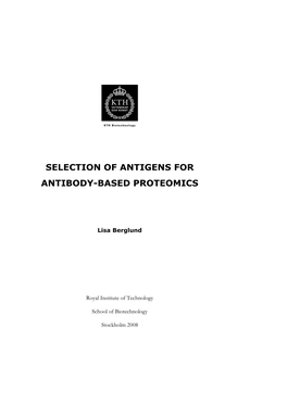 Selection of Antigens for Antibody-Based Proteomics