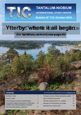 Ytterby: Where It All Began (For Tantalum, at Least, See Page 4)