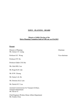 TOWN PLANNING BOARD Minutes of 468Th Meeting of the Metro