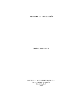 Wittgenstein Y La Religión