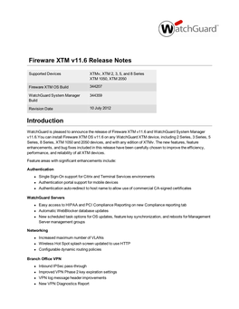 Fireware XTM V11.6 Release Notes