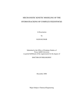 Mechanistic Kinetic Modeling of the Hydrocracking of Complex Feedstocks