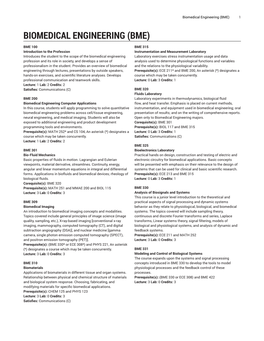 Biomedical Engineering (BME) 1