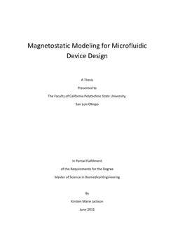 Magnetostatic Modeling for Microfluidic Device Design