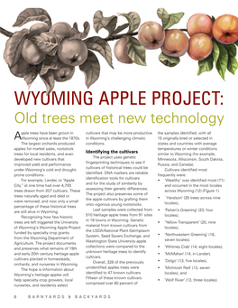 WYOMING APPLE PROJECT: Old Trees Meet New Technology