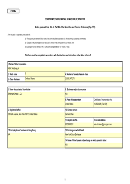 Corporate Substantial Shareholder Notice