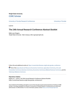 The 24Th Annual Research Conference Abstract Booklet