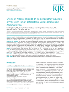 Effects of Arsenic Trioxide on Radiofrequency Ablation of VX2