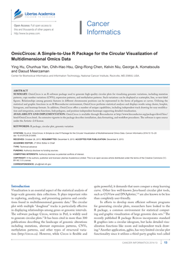 Cancer Informatics 2014:13 13–20 Doi: 10.4137/CIN.S13495