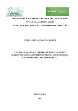 Ministério Da Ciência, Tecnologia, Inovações E Comunicações Museu Paraense Emílio Goeldi Programa De Pós-Graduação Em