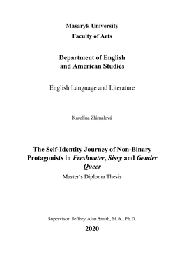 Department of English and American Studies the Self-Identity Journey Of