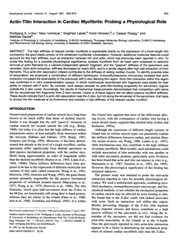 Actin-Titin Interaction in Cardiac Myofibrils: Probing a Physiological Role