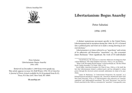 Libertarianism: Bogus Anarchy