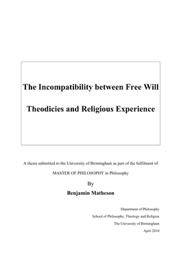 The Incompatibility Between Free Will Theodicies and Religious Experience