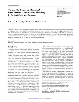 First Nation Community Planning in Saskatchewan, Canada