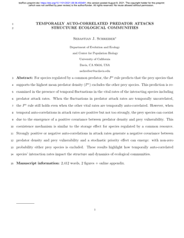 Temporally Auto-Correlated Predator Attacks Structure Ecological Communities