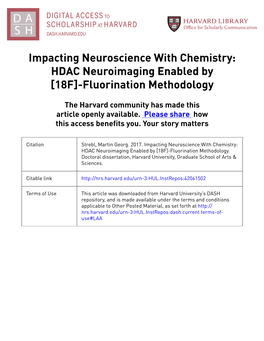 HDAC Neuroimaging Enabled by [18F]-Fluorination Methodology
