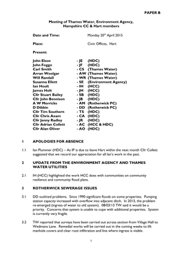 PAPER B Meeting of Thames Water, Environment Agency, Hampshire