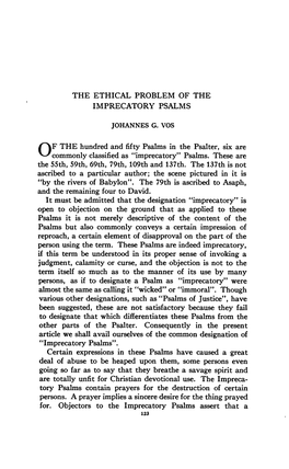 Ethical Problem of the Imprecatory Psalms