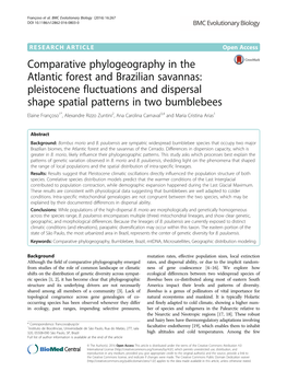 Comparative Phylogeography in the Atlantic Forest and Brazilian Savannas