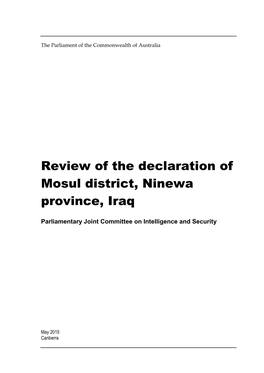 Review of the Declaration of Mosul District, Ninewa Province, Iraq
