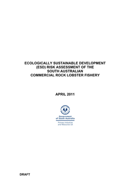 ESD Risk Assessment of Rock Lobster Fishery