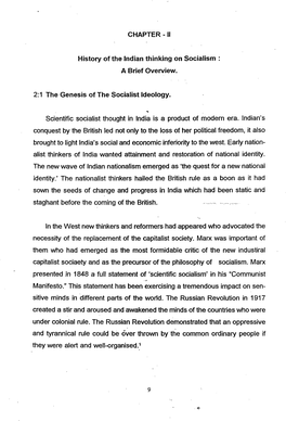 CHAPTER -II History of the Indian Thinking on Socialism : a Brief