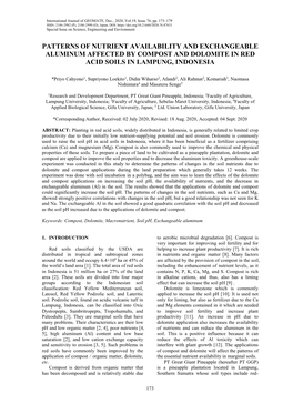 Patterns of Nutrient Availability and Exchangeable Aluminum Affected by Compost and Dolomite in Red Acid Soils in Lampung, Indonesia