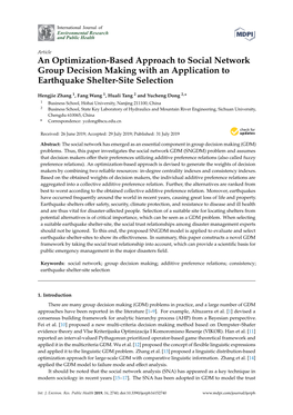 An Optimization-Based Approach to Social Network Group Decision Making with an Application to Earthquake Shelter-Site Selection