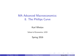 MA Advanced Macroeconomics: 8. the Phillips Curve