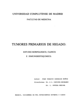 Tumores Primarios De Hígado