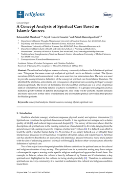 A Concept Analysis of Spiritual Care Based on Islamic Sources