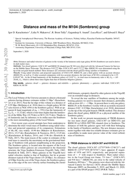 Distance and Mass of the M104 (Sombrero) Group