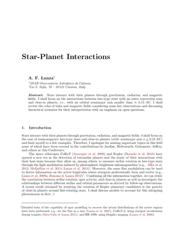 Star-Planet Interactions