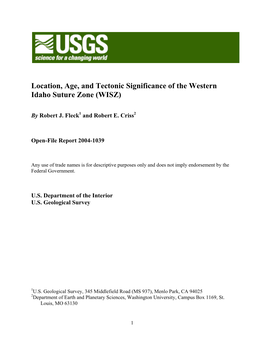 Location, Age, and Tectonic Significance of the Western Idaho Suture Zone (WISZ)