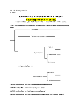 Problems for Exam 3 Material Revised (Problem # 44 Added) (Keep in Mind That 1/3 of the Final Exam Will Be on Material from the First Two Exams)