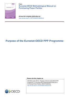 Purpose of the Eurostat-OECD PPP Programme