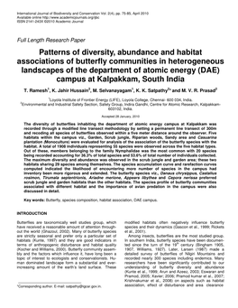 Patterns of Diversity, Abundance and Habitat Associations of Butterfly Communities in Heterogeneous Landscapes of the Department
