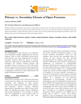 Primary Vs. Secondary Closure of Open Fractures by Jenna Mackay, DPM1